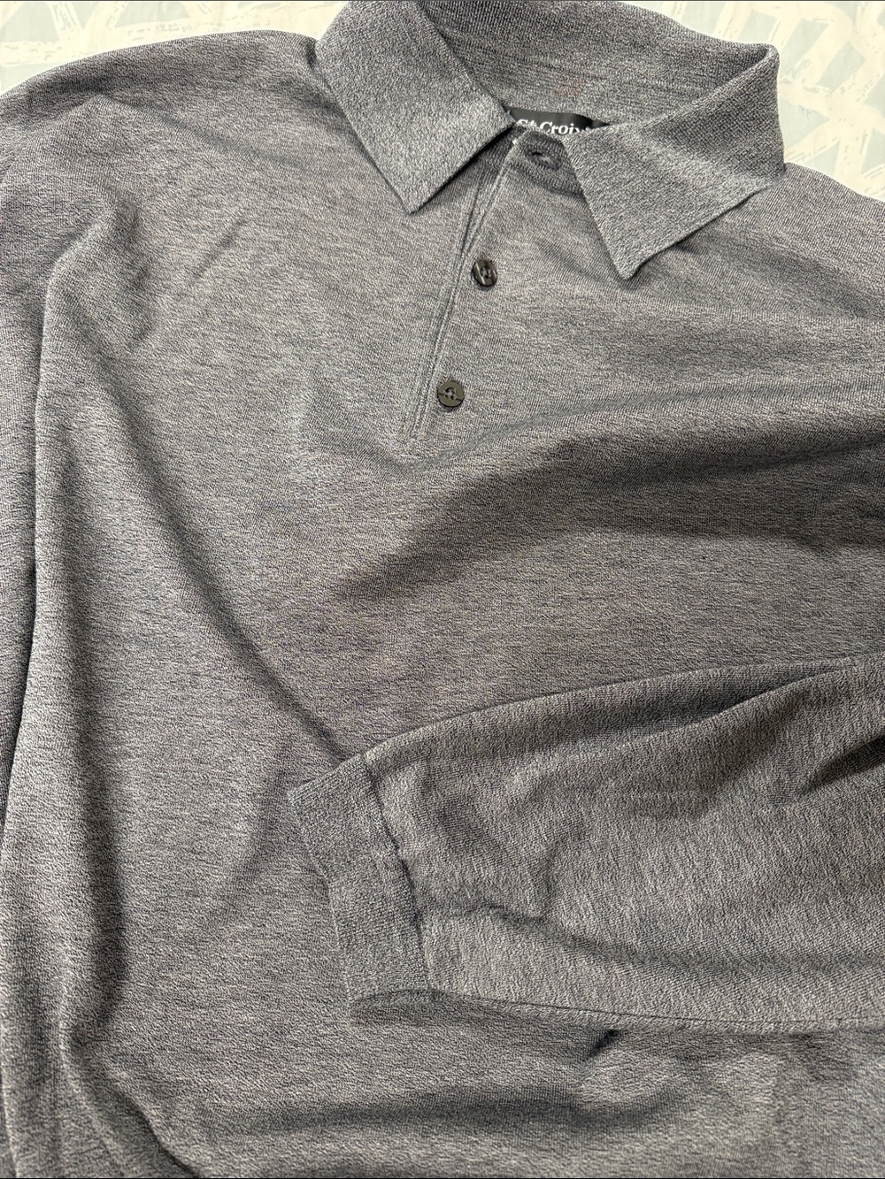 St. Croix Men's Gray LS Polo Shirt - Picture 4 of 6